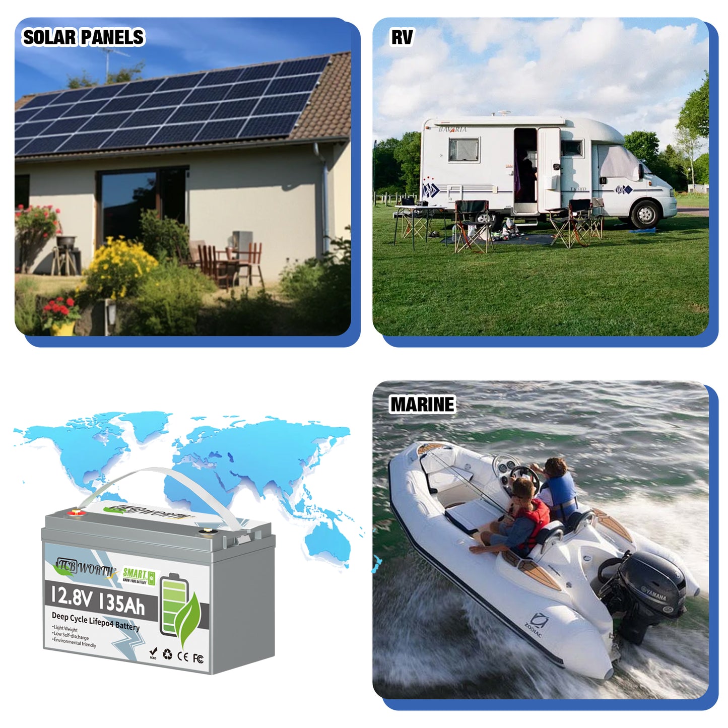 12V 135Ah Group 31 LiFePO4 Battery Bluetooth,100A BMS,1728Wh,