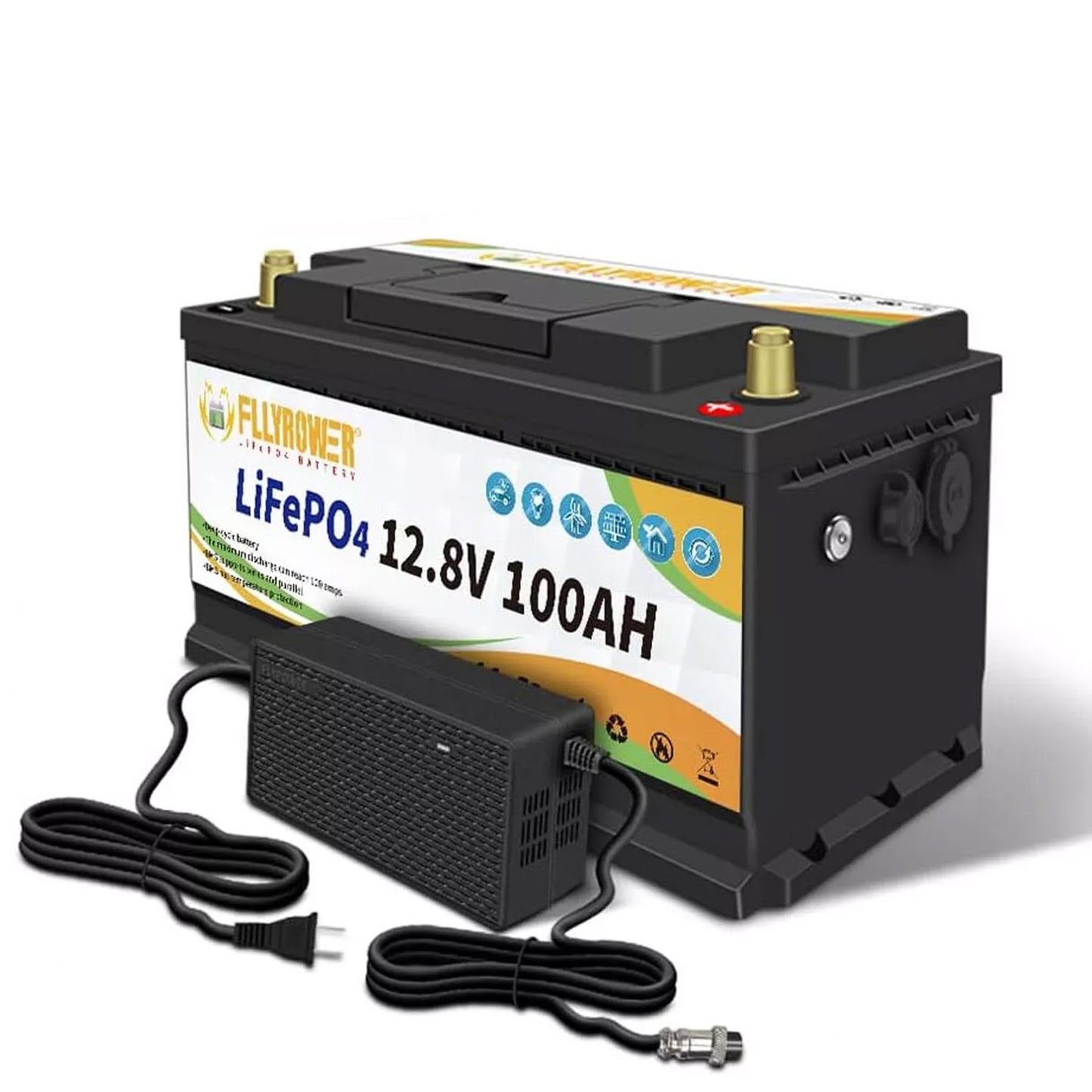 12V 100Ah LiFePO4 Battery,100A BMS,for RVs,Camping,Trolling Motor,Boat,Solar,Home Energy Storage,
