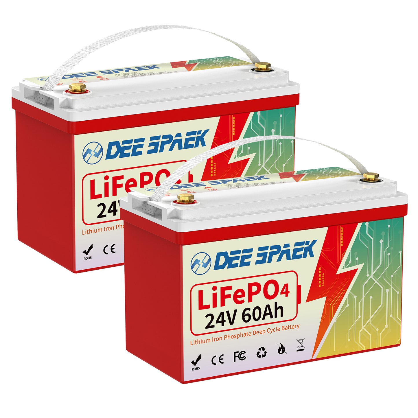 LiFePO4 Battery 24V 60Ah, 8000+ Deep Cycle Trolling Motor Batteries for RV,Solar,Marine,Camping,Boat and Off Grid, DEESPAEK 32°F Low-Temp Cutoff Protection, 60A BMS 24-48Hrs Shipping