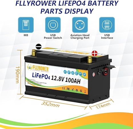 12V 100Ah LiFePO4 Battery,100A BMS,for RVs,Camping,Trolling Motor,Boat,Solar,Home Energy Storage,