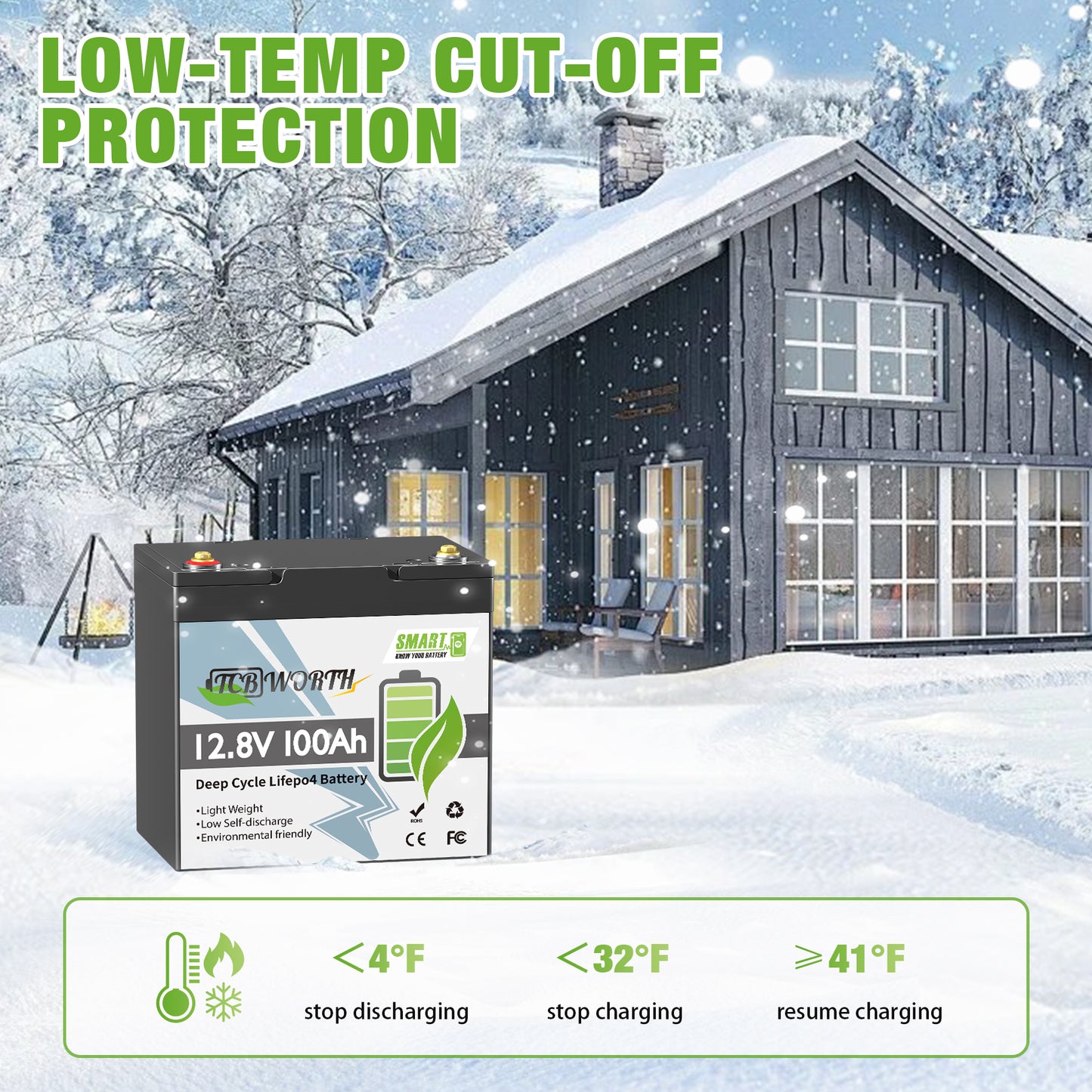 12V 100AH LiFePO4 Battery Bluetooth,TCBWORTH Lithium Batteries for RV,Solar,Trolling Motors