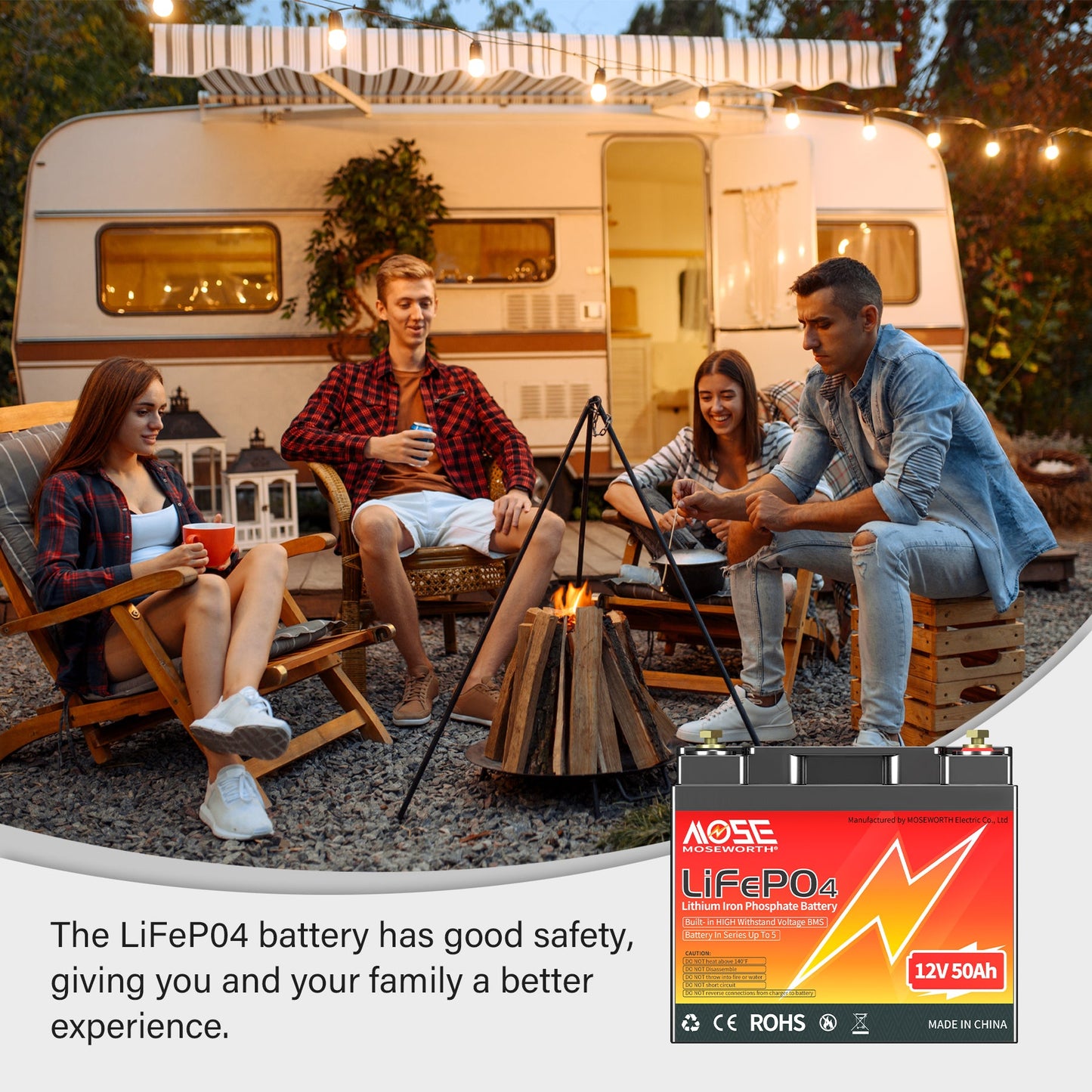 12V 50Ah Lithium LiFePO4 Battery,10000+ Deep Cycles,for RV, Marine, Trolling Motor, Solar, Off Grid