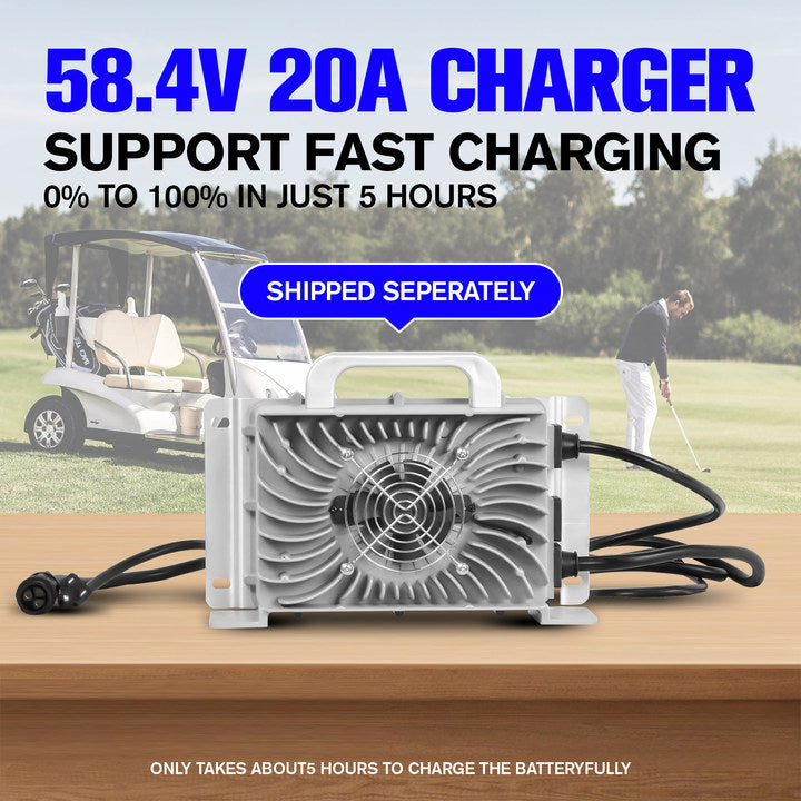 48V 100Ah Lithium Golf Cart Battery, with Smart Battery Monitor & 20A Charger