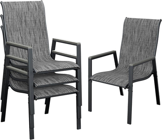 UDPATIO Patio Chairs Set of 4, Outdoor Dining Chairs with Textilene, Metal Frame for Garden, Dark Gray