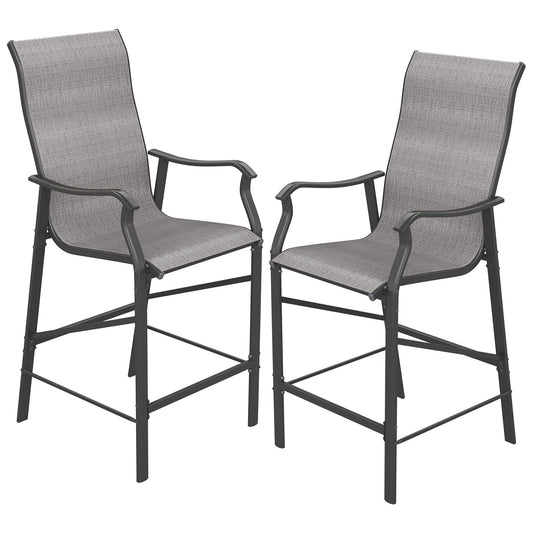 UDPATIO Patio Bar Stools Chair of 2, Outdoor Bar Height Set, All Weather High Back and Armrest Rocking Stools & Bar Chairs for Backyard, Lawn Garden, Balcony and Pool