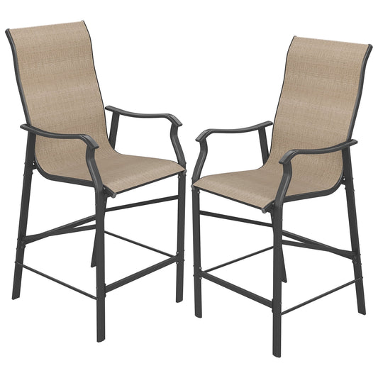 UDPATIO Patio Bar Stools Chair of 2, Outdoor Bar Height Set, All Weather High Back and Armrest Rocking Stools & Bar Chairs for Backyard, Lawn Garden, Balcony and Pool