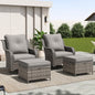 Poteban Outdoor Patio Furniture Set, Outdoor Sectional Sofa Porch Furniture Set for Glider Rocking Chair, Patio Couch Set with Ottoman 4 Piece Patio Set for Porch Balcony (Grey)