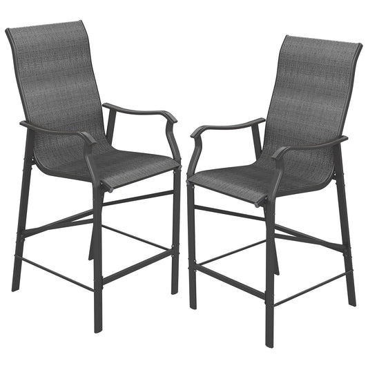 UDPATIO Patio Bar Stools Chair of 2, Outdoor Bar Height Set, All Weather High Back and Armrest Rocking Stools & Bar Chairs for Backyard, Lawn Garden, Balcony and Pool