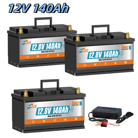 12V 140Ah Bluetooth LiFePO4 Lithium Battery,100A BMS for RV Solar Marine Trolling Motor,Deep Cycles, Low Temperature Protection