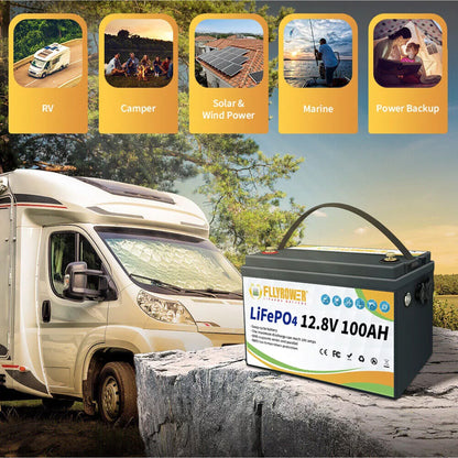 12V 100AH LiFePO4 Battery with a Free Charger,Group 31 Deep Cycles Lithium Batteries,for RVs,Solar,Camping,Trolling Motors,Yacht,Marine,Boat,Home Energy Storage,Built in 100A BMS