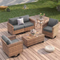 Poteban Patio Furniture Set, 6 Pieces Outdoor Furniture Sets with Rocking Swivel Chairs, Wicker Rattan Outdoor Conversation Set with Storage Table and Waterproof Covers for Backyard, Deck, Porch