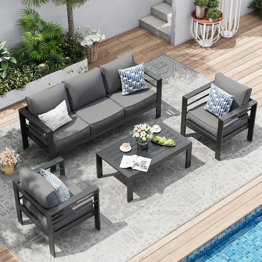 UDPATIO Aluminum Patio Furniture Set, Metal Patio Furniture Outdoor Couch, Aluminum Patio Chairs