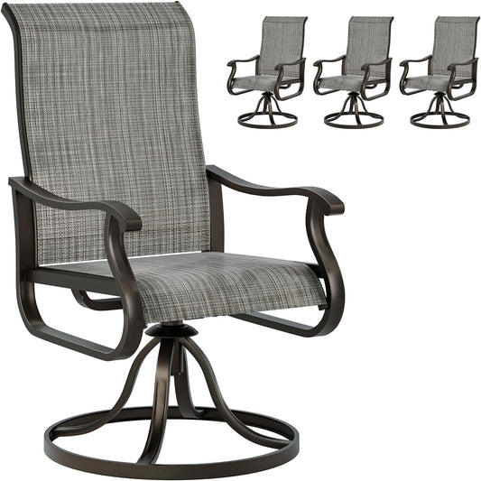 Techmilly Outdoor Dining Chairs , Patio Swivel Chairs Set of 2, Support 400lbs , Light Grey