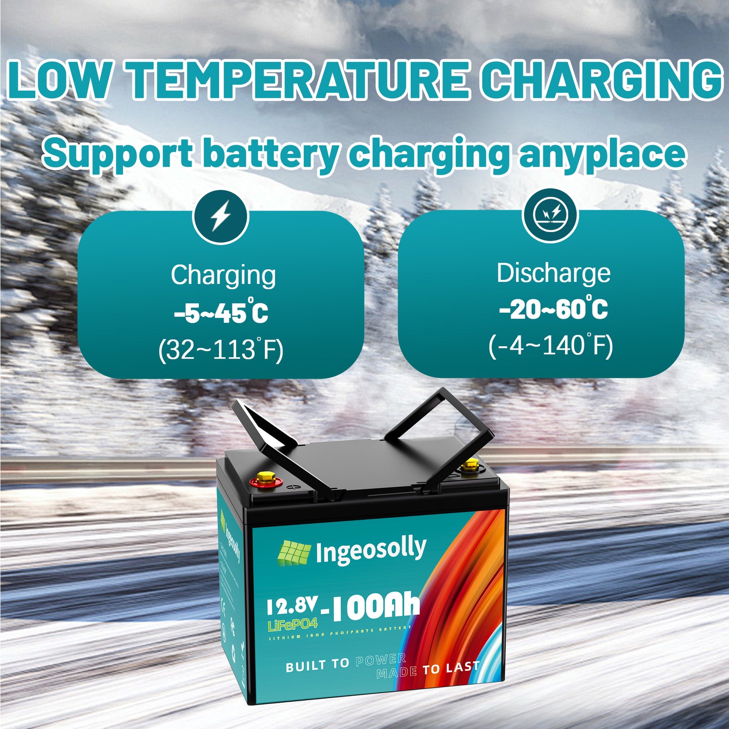 12V 100Ah Mini LiFePO4 Lithium Battery,RV,Camping,Solar,Backup,Marine,Ingeosolly Battery