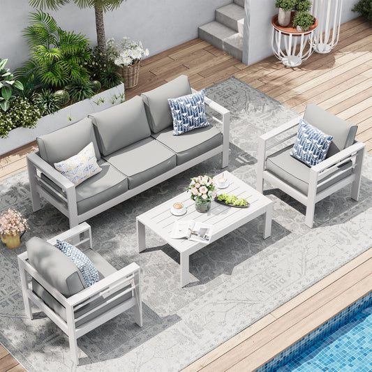 UDPATIO Aluminum Patio Furniture Set, Metal Patio Furniture Outdoor Couch, Aluminum Patio Chairs