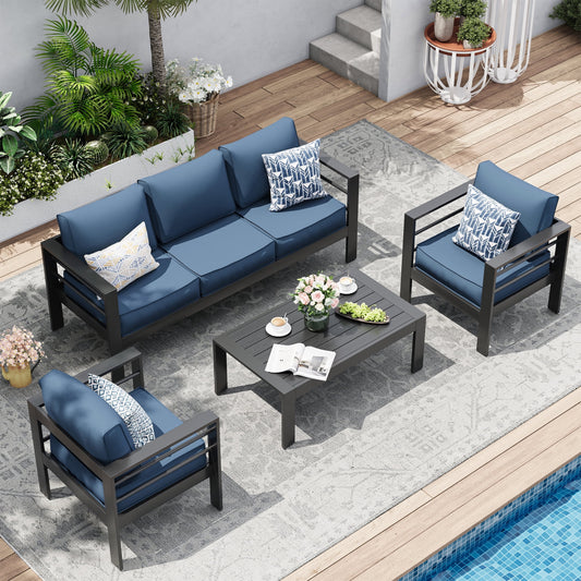 UDPATIO Aluminum Patio Furniture Set, Metal Patio Furniture Outdoor Couch, Aluminum Patio Chairs