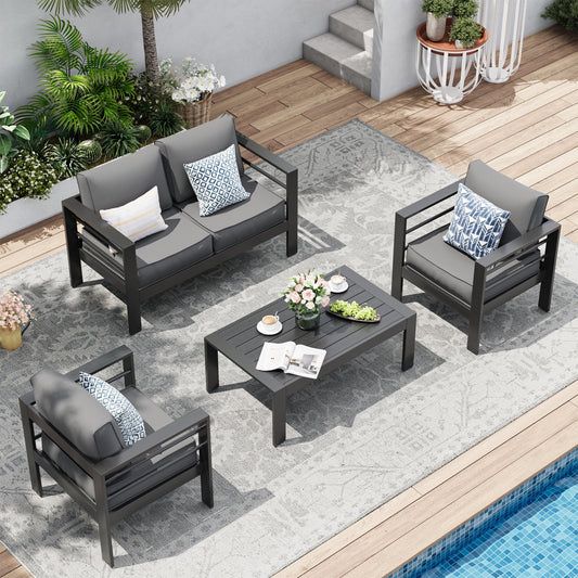 UDPATIO Aluminum Patio Furniture Set, Metal Patio Furniture Outdoor Couch, Aluminum Patio Chairs