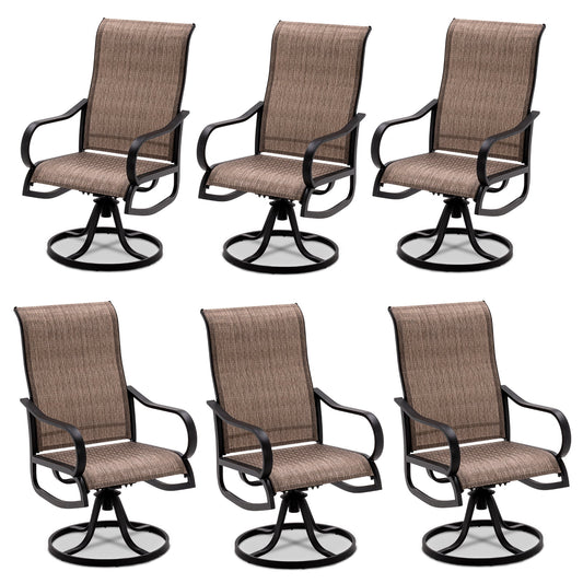 Techmilly Outdoor Dining Chairs , Patio Swivel Chairs Set of 2, Support 400lbs , Brown