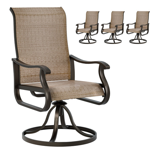 Techmilly Outdoor Dining Chairs , Patio Swivel Chairs Set of 4, Support 400lbs , Brown