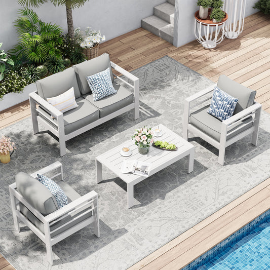 UDPATIO Aluminum Patio Furniture Set, Metal Patio Furniture Outdoor Couch, Aluminum Patio Chairs