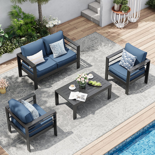 UDPATIO Aluminum Patio Furniture Set, Metal Patio Furniture Outdoor Couch, Aluminum Patio Chairs