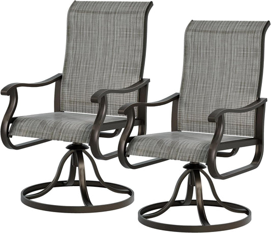 Techmilly Outdoor Dining Chairs , Patio Swivel Chairs Set of 2, Support 400lbs , Light Grey