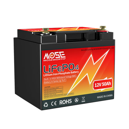 12V 50Ah LiFePO4 Battery,10000+ Deep Cycles,for RV, Marine, Trolling Motor, Solar