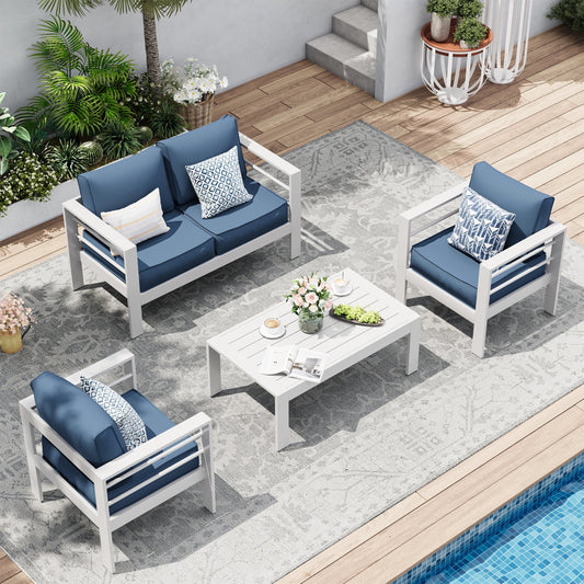 UDPATIO Aluminum Patio Furniture Set, Metal Patio Furniture Outdoor Couch, Aluminum Patio Chairs