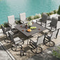 UDPATIO Patio Swivel Dining Chairs Set of 8, Outdoor Swivel Chairs High Back with All Weather Textilene Metal Rocking Frame for Lawn Garden Backyard, Gray White