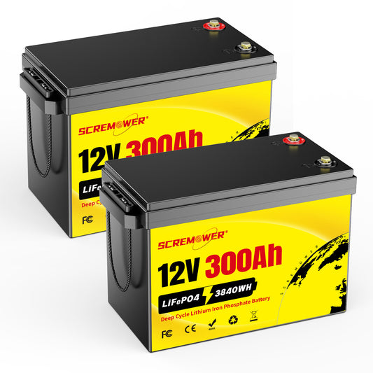 12V 300Ah LiFePO4 Battery,200A BMS 600Ah Deep Cycle Lithium RV Batteries for Winter Power Shortage,Marine and Off Grid,Trolling Motor