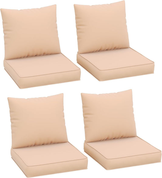 UDPATIO Outdoor Cushions for Patio Furniture, 4'' Replacement Cushions for Outdoor Furniture, Set of 4 Water-Resistant Outdoor Sectional Cushions for Sofa Couch Chair (Beige)