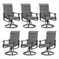 Techmilly Patio Swivel Chairs Set of 6, Outdoor Dining Chairs High Back Padded All Weather Breathable Textilene Outdoor Swivel Chairs with Metal Rocking Frame for Lawn Garden Backyard Deck, Dark Grey