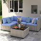 Amopatio 5 Pieces Patio Conversation Set, Outdoor Sectional PE Rattan Wicker Furniture Seat,Haze Blue