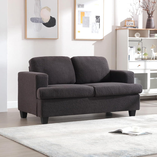 YOUDENOVA 2-Seater Sofa Couch, 89 Inch Sofa Cloud Couches for Living Room, Modern Sleeper Couches Deep Seat Sofa Lounge for Apartment, Dark Grey Sherpa Boucle