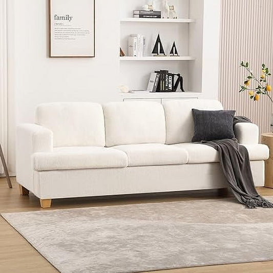 Techmilly Sofa, Comfort Sofa, Extra Deep Seat, Modern Sofa - 3 Seater Sofa, Living Room Apartment Lounge Sofa, Offwhite