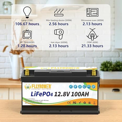 2 pack 12V 100Ah LiFePO4 Battery,100A BMS,for RVs,Camping,Trolling Motor,Boat,Solar,Home Energy Storage
