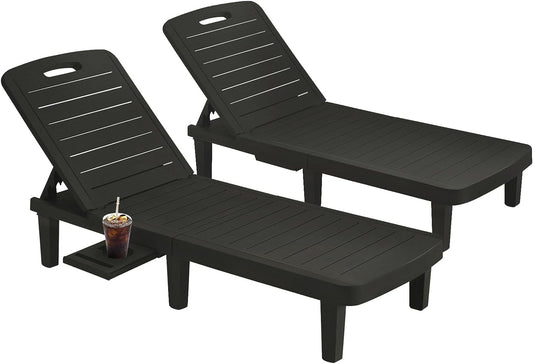 Techmilly Oversized Outdoor Chairse Lounge Chair，Extra Widen Chaise with Cup