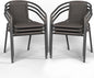 UDPATIO Rattan Outdoor Dining Chairs Set of 6, Wicker Stackable Patio Chairs with All Weather Curved Back & Metal Frame, for Indoor Restaurant Porch, Grey