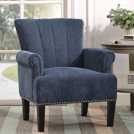 YOUDENOVA Modern Accent Armchair set of 2, with tufted buttons & riveted trim,for living room,bedroom,office,gem green