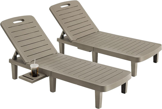 Techmilly Oversized Outdoor Chairse Lounge Chair，Extra Widen Chaise with Cup