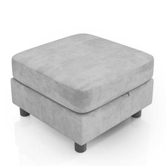 Techmilly Modular Storage Ottoman Sectional Sofa Module Free Reversible Chaise Couch Convertible Ottoman Free Configuration Ottoman, Light Gray