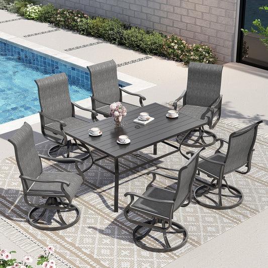 UDPATIO High Back Outdoor Dining Chairs Set of 6, All Weather Swivel Patio Chairs, Breathable Garden Outdoor Furniture for Backyard Deck