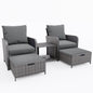 UDPATIO 5 Piece Patio Chairs with Ottoman Balcony Furniture, Wicker Outdoor Patio Furniture with Conversion Sofa Ottoman for Deck, Porch