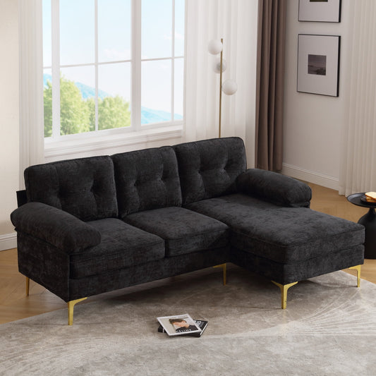 YOUDENOVA Convertible Sectional Sofa Couch, Convertible L Shaped Couch with Reversible Chaise, Sectional Couch for Small Space Apartment, 3 Seater