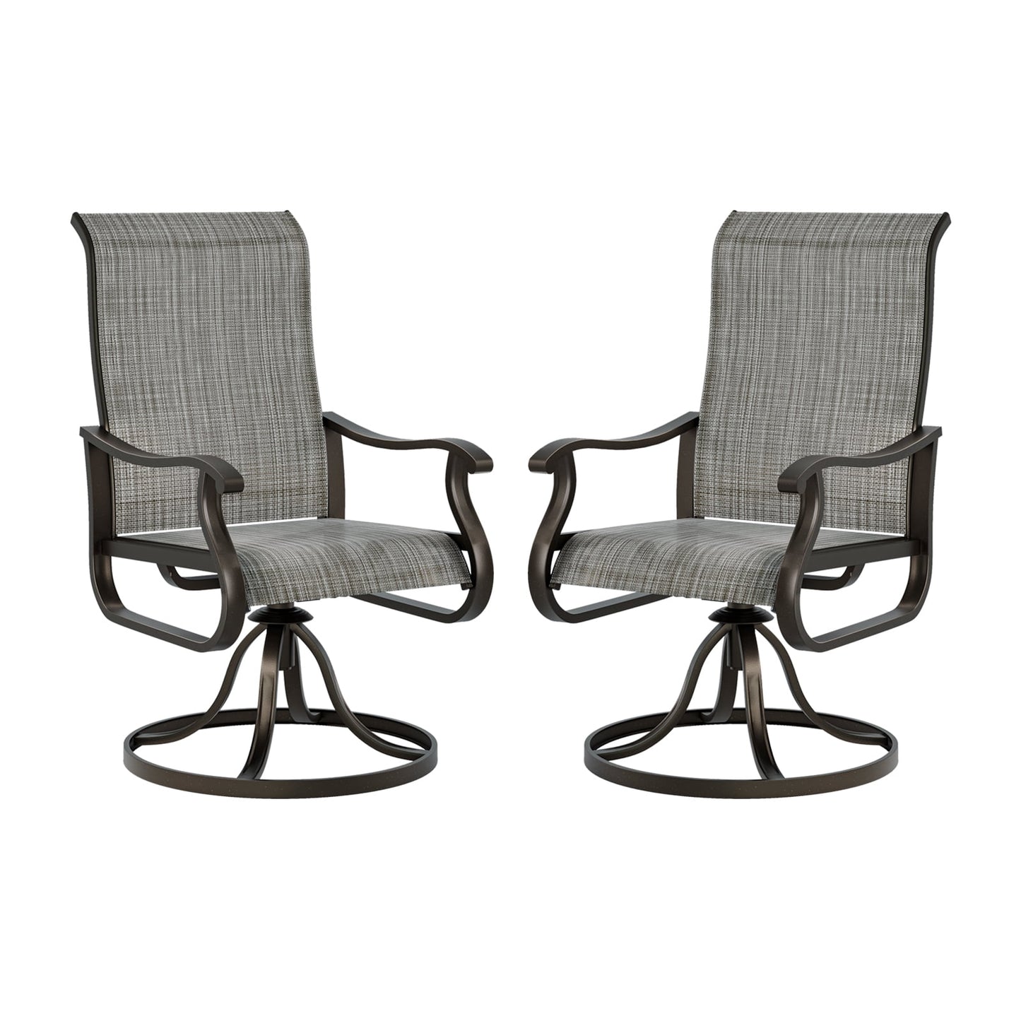 UDPATIO High Back Outdoor Dining Chairs Set of 2, All Weather Swivel Patio Chairs, Breathable Garden Outdoor Furniture for Backyard Deck