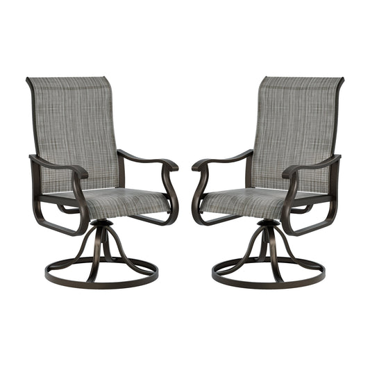 UDPATIO High Back Outdoor Dining Chairs Set of 2, All Weather Swivel Patio Chairs, Breathable Garden Outdoor Furniture for Backyard Deck