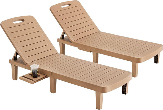 UDPATIO Oversized Outdoor Chairse Lounge Chair Set of 2, 5-Level Adjustment Backrest for Pool Beach Garden