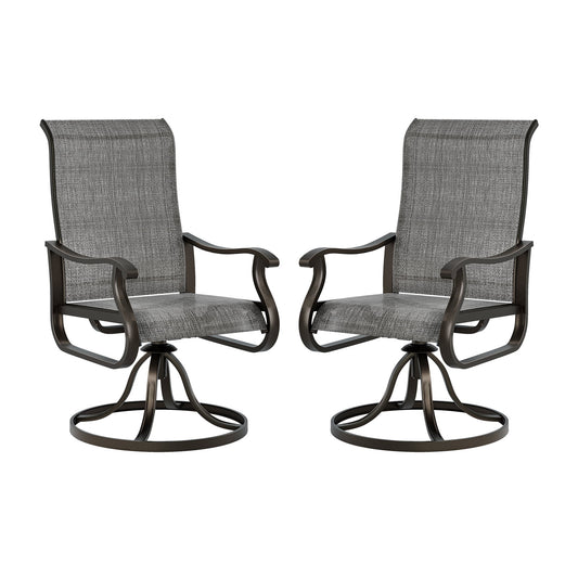 UDPATIO High Back Outdoor Dining Chairs Set of 2, All Weather Swivel Patio Chairs, Breathable Garden Outdoor Furniture for Backyard Deck