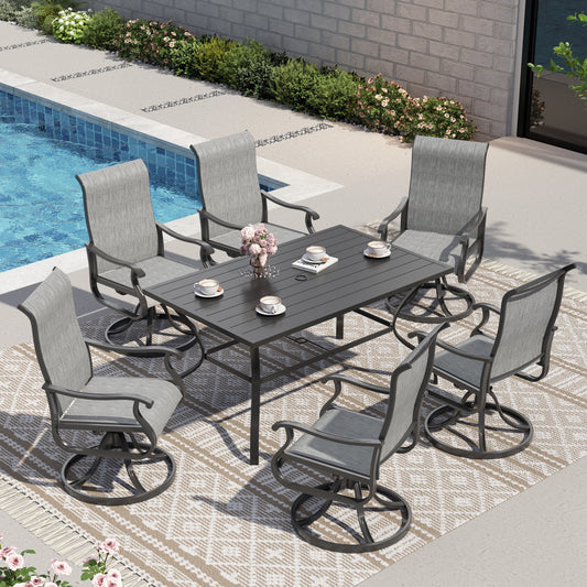 UDPATIO High Back Outdoor Dining Chairs Set of 6, All Weather Swivel Patio Chairs, Breathable Garden Outdoor Furniture for Backyard Deck