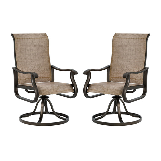 UDPATIO High Back Outdoor Dining Chairs Set of 2, All Weather Swivel Patio Chairs, Breathable Garden Outdoor Furniture for Backyard Deck